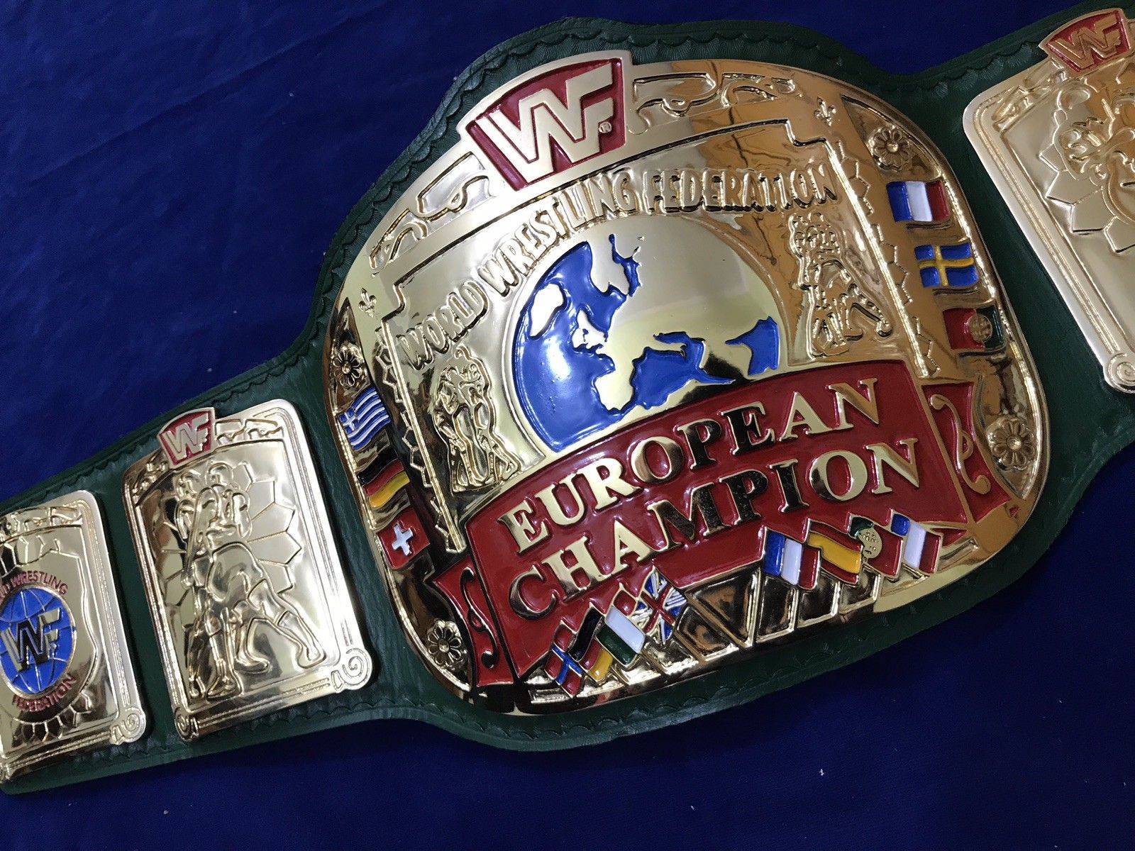WWF EUROPEAN BLOCK LOGO 24K GOLD CHAMPIONSHIP TITLE BELT - Ultra Power ...