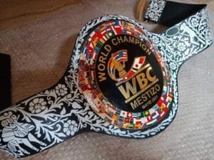WBC Mestizo World Champion Belt with national flags.
